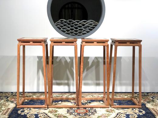 红桥红  家具严选  缅甸花梨（大果紫檀）【石面 98 明式托泥束腰 花架】 商品图0