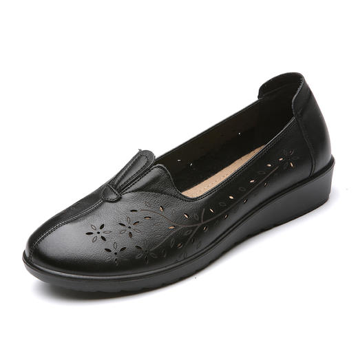 信诺真皮妈妈鞋2021夏季新款镂空中老年人女凉鞋透气舒适软底皮鞋20C6030-011 商品图4