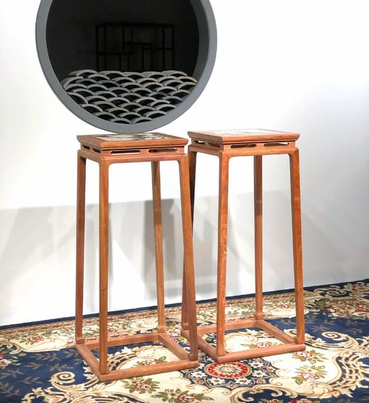 红桥红  家具严选  缅甸花梨（大果紫檀）【石面 98 明式托泥束腰 花架】 商品图2