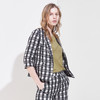 METTE2019夏季新款100%亚麻黑白格子小西装时尚短款百搭商务外套 商品缩略图1