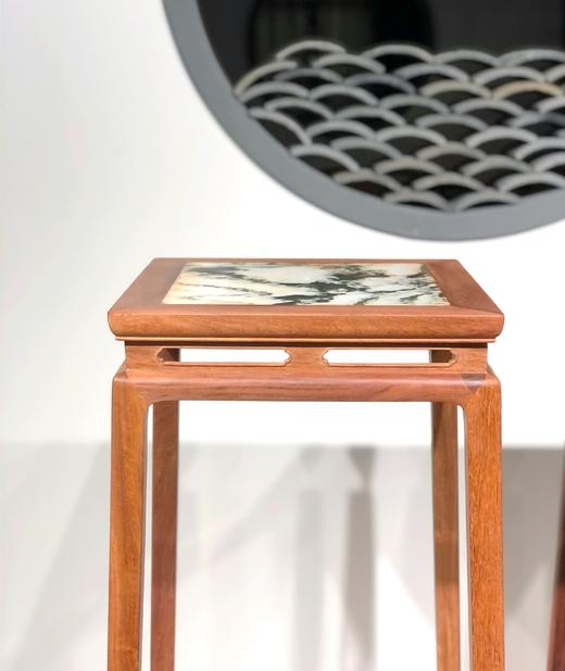 红桥红  家具严选  缅甸花梨（大果紫檀）【石面 98 明式托泥束腰 花架】 商品图6