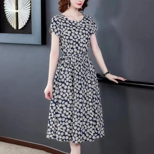 JXG-特价女装清仓短袖印花中长款棉麻连衣裙 商品图1