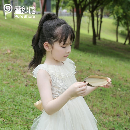 pureshare 女童连衣裙夏季新款蕾丝蓬蓬纱宝宝裙子礼服-杏色蕾丝飘飘裙 商品图5