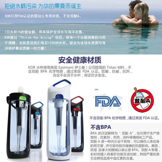 【亏本清仓】美国Kor Nava泫爱 椰壳活性碳过滤运动水杯650ml（不支持无理由退换）[福利品] 商品图5