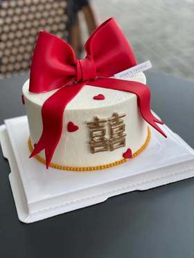 订婚喜字大蝴蝶结翻糖蛋糕