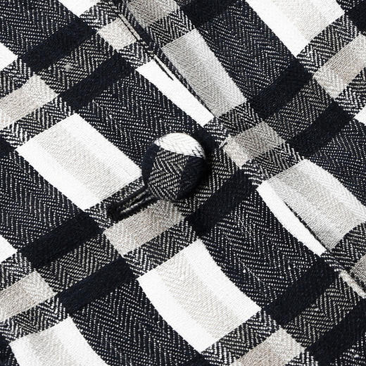 METTE2019夏季新款100%亚麻黑白格子小西装时尚短款百搭商务外套 商品图3