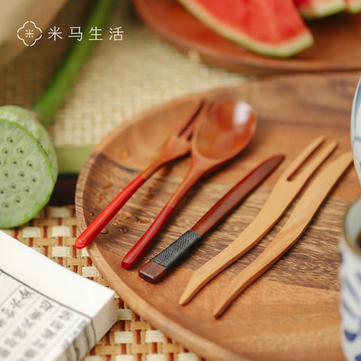 随订单一起发货，单拍不发货  米马生活  宝宝专用小尺寸原木/楠木水果点心刀叉  换个勺子再吃瓜丨售完无补 商品图1