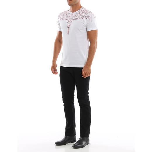 MARCELO BURLON 男士植绒红翼圆领短袖T恤 白色 CMAA018F19001096 0120 商品图3