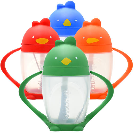 【亏本清仓】Lollacup洛力卡  小鸡吸管杯学饮杯卡通水杯296ml 带吸管刷（不支持退换）[福利品] 商品图1