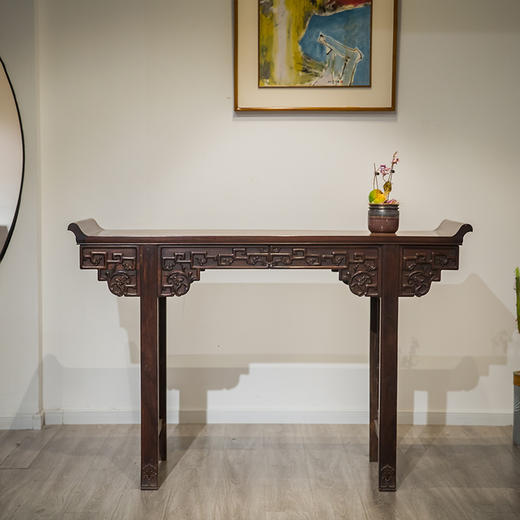 清代 红木夹头榫龙纹翘头案 商品图0