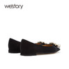westory女鞋2021秋季新款漆皮水钻尖头浅口平底单鞋S21CE71191 商品缩略图2
