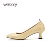 westory女鞋2021秋季新款真皮圆头玛丽珍鞋浅口高跟鞋W21CE71131 商品缩略图1