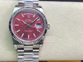 稀缺款 noob 劳力士 酒红色星期日志型系列 2836机芯 36mm 钢带搭配专柜正品一致的 904精钢