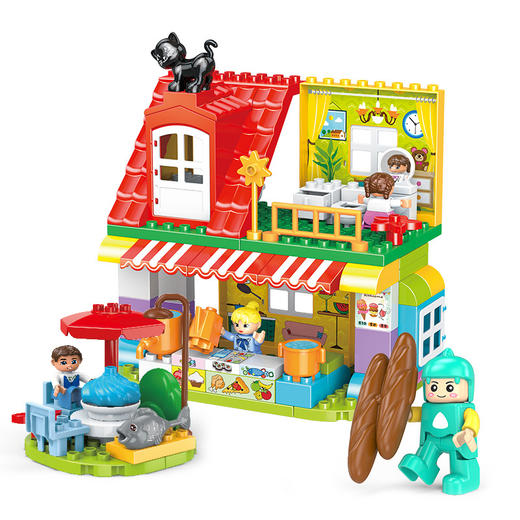 费乐粒过家家餐厅（彩盒装）83颗1629拼装益智玩具桌游 商品图0