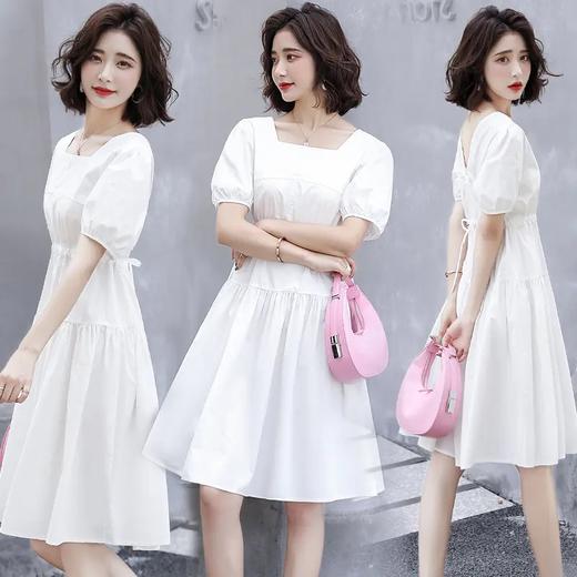 HRFS-WZ71209夏季时尚简约优雅收腰显瘦休闲纯色性感褶皱连衣裙 商品图2