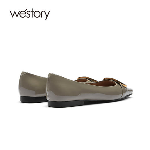 westory女鞋2021秋季新款漆皮浅口尖头奶奶鞋平底单鞋W21CE70871 商品图1