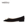 westory女鞋2021秋季新款漆皮水钻尖头浅口平底单鞋S21CE71191 商品缩略图1