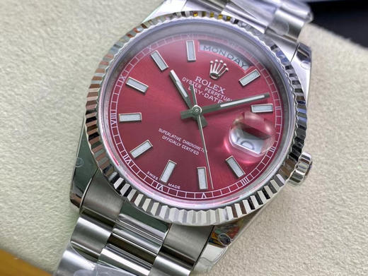 稀缺款 noob 劳力士 酒红色星期日志型系列 2836机芯 36mm 钢带搭配专柜正品一致的 904精钢 商品图13