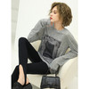 COCOBELLA时尚巴洛克印花长袖T恤女花纱灰色宽松针织上衣TS44 商品缩略图2