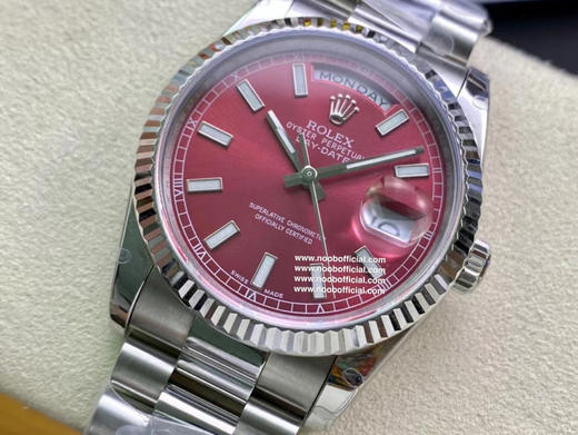 稀缺款 noob 劳力士 酒红色星期日志型系列 2836机芯 36mm 钢带搭配专柜正品一致的 904精钢 商品图6