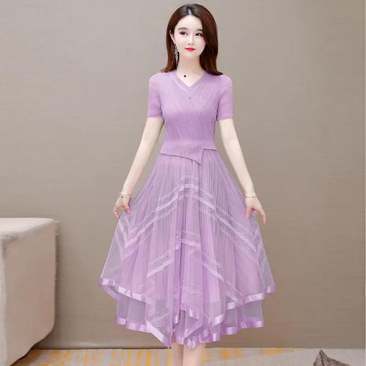 YWE-LRX-Z9144阔太太气质优雅短袖连衣裙 商品图2