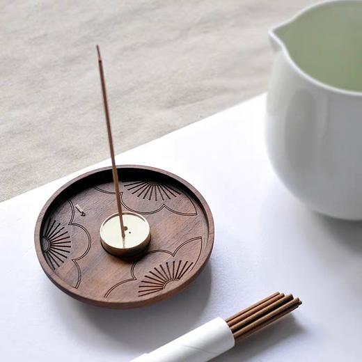 唯诗香赏| 黑胡桃木质线香插香座插香器 简约中式半手工禅意香插 商品图3