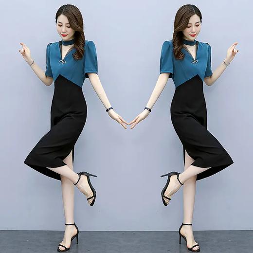 HRFS-WZ71069新款潮流时尚简约舒适中长款拼接连衣裙 商品图2