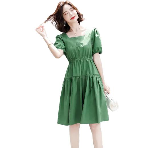 HRFS-WZ71209夏季时尚简约优雅收腰显瘦休闲纯色性感褶皱连衣裙 商品图3