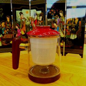 霁红玻璃办公杯