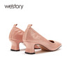 westory女鞋2021秋季新款真皮圆头玛丽珍鞋浅口高跟鞋W21CE71131 商品缩略图2