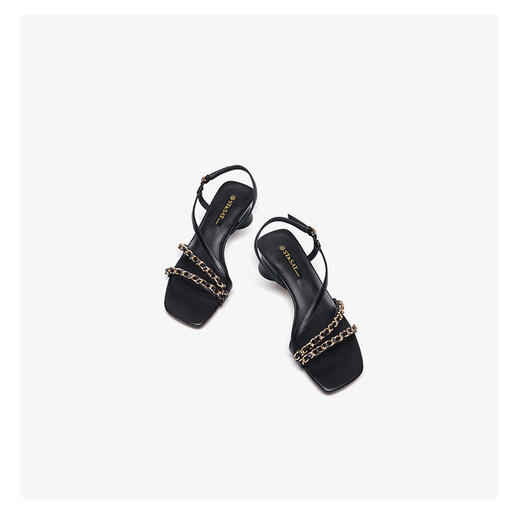 星期六时装凉鞋2021夏新款通勤中跟链子装饰女鞋SS12115560 商品图2