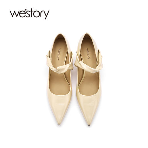 westory女鞋2021秋季新款真皮尖头高跟细跟玛丽珍鞋W21CE70851 商品图3