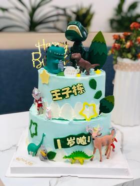恐龙主题双层蛋糕