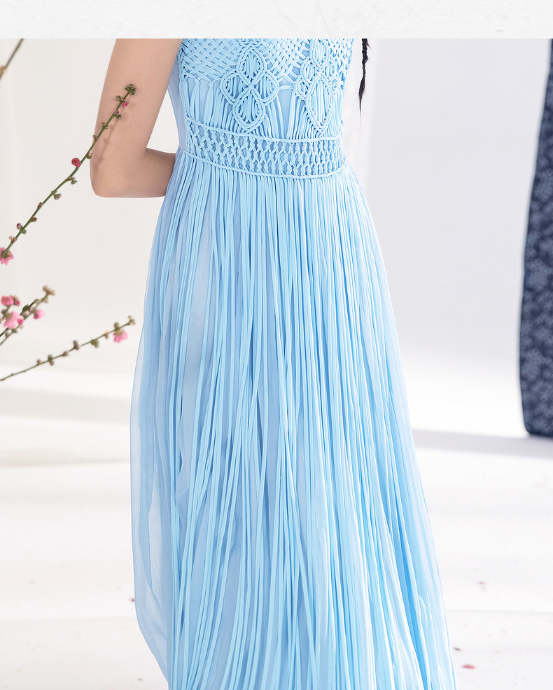 手工编织真丝无袖连衣裙流苏裙摆长裙生活在左1902459-1911196