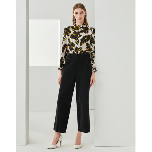 无货下架-EITIE爱特爱秋季新款洋气时尚复古印花气质立领真丝衬衫上衣6309003 商品图1