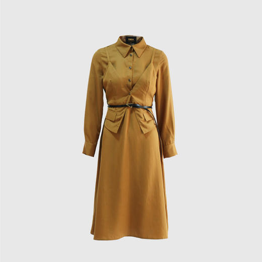 加马甲假两件套连衣裙(附腰带） 商品图0