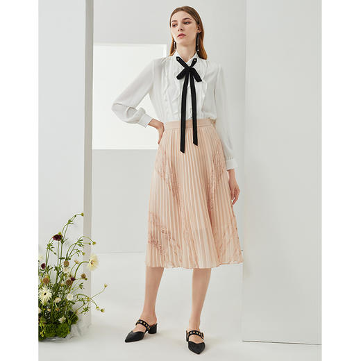 EITIE爱特爱秋季新款复古洋气系带木耳边显瘦衬衫上衣女 商品图1