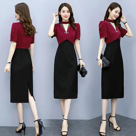 HRFS-WZ71069新款潮流时尚简约舒适中长款拼接连衣裙 商品图3