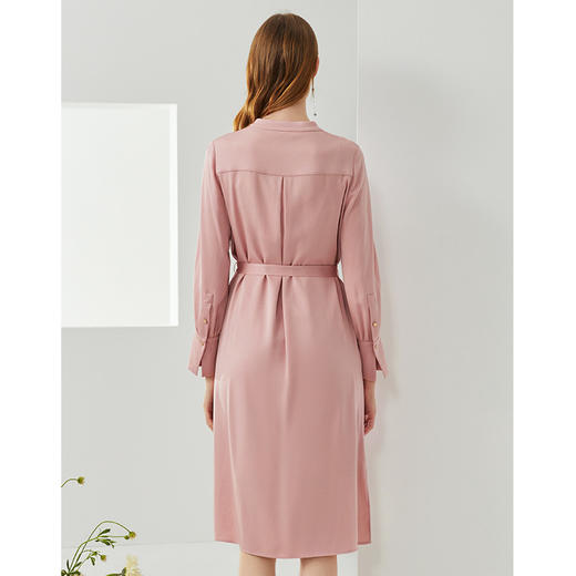 掉色下架--EITIE爱特爱秋季新款气质圆领通勤收腰垂坠显瘦衬衫连衣裙女6307002 商品图4