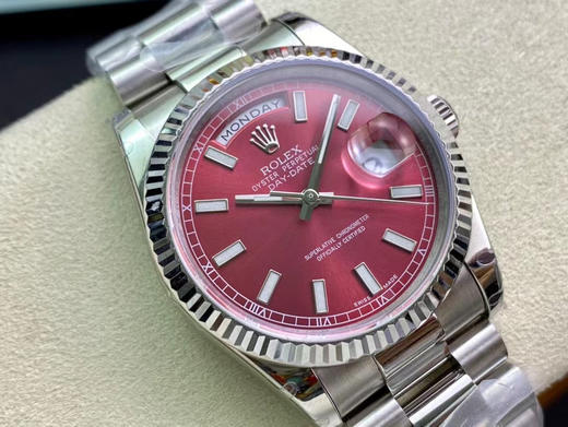 稀缺款 noob 劳力士 酒红色星期日志型系列 2836机芯 36mm 钢带搭配专柜正品一致的 904精钢 商品图11