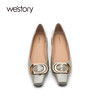westory女鞋2021秋季新款漆皮浅口尖头奶奶鞋平底单鞋W21CE70871 商品缩略图3