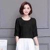 JXG-宽松重磅仿真丝上衣春秋新款大码七分袖t恤女纯色打底衫妈妈装 商品缩略图6