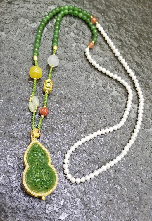 S925和田玉（碧玉-苹果绿）项链--葫芦香囊 商品图9