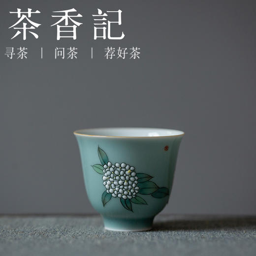 茶香记 景德镇玉泥手绘品杯水仙杯60ml手工陶瓷茶杯清新秀丽茶具 商品图0