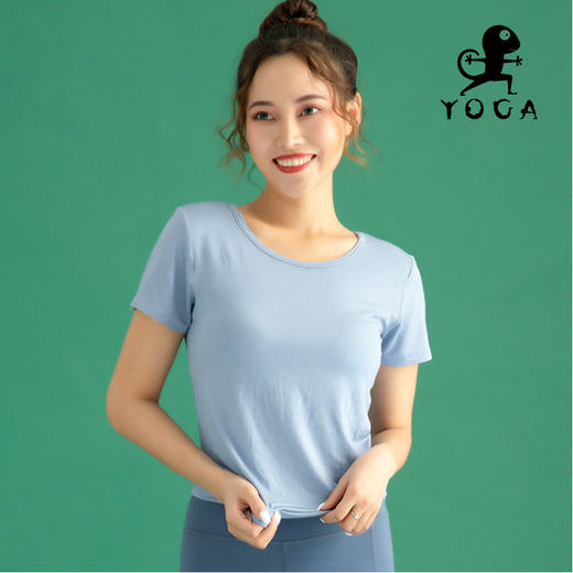 壁虎瑜伽【2107SY055】舒适亲肤T恤（一体式胸垫）【5天发货】 商品图4