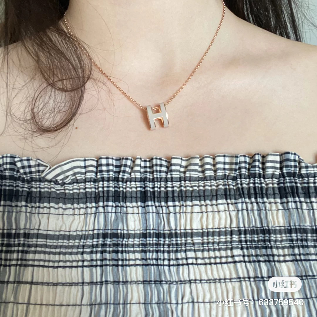 爱马仕经典H项链（奶茶色），乱真精工，高品质，实拍，配全套专柜包装