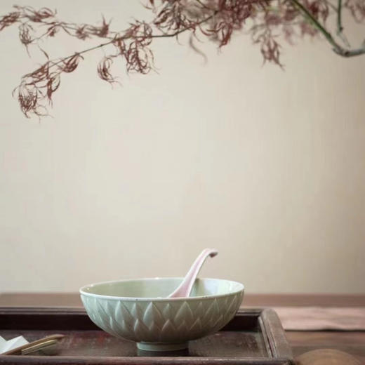 清如许严选｜翠影朝霞 豇豆红如意勺/秘色青瓷莲瓣碗套组 商品图1