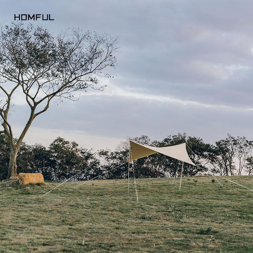 HOMFUL皓风「户外露营蝶形棉布加厚天幕」防大雨凉棚防晒多人遮阳 商品图2