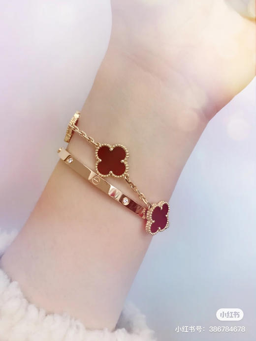 Vca经典四叶草红5花手链，乱真精工，高品质，实拍，配全套专柜包装 商品图11