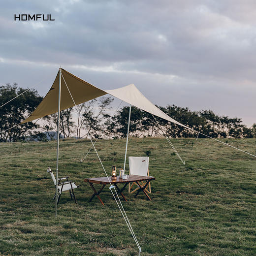 HOMFUL皓风「户外露营蝶形棉布加厚天幕」防大雨凉棚防晒多人遮阳 商品图0